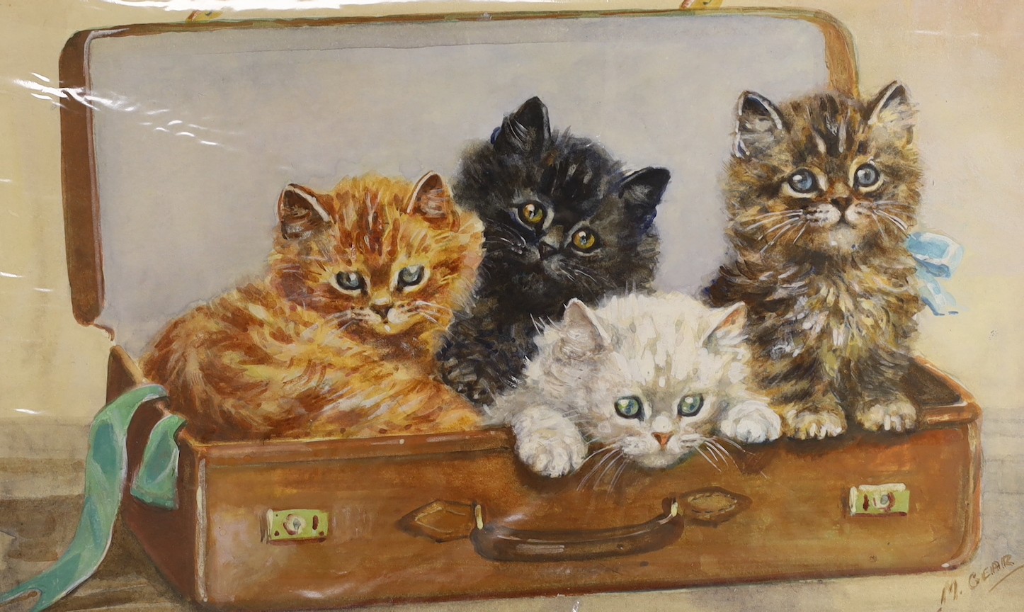 Mabel Gear (1900-1997), two watercolours, 'Four little travellers' and 'A place in the sun', signed, 16 x 17cm, unframed